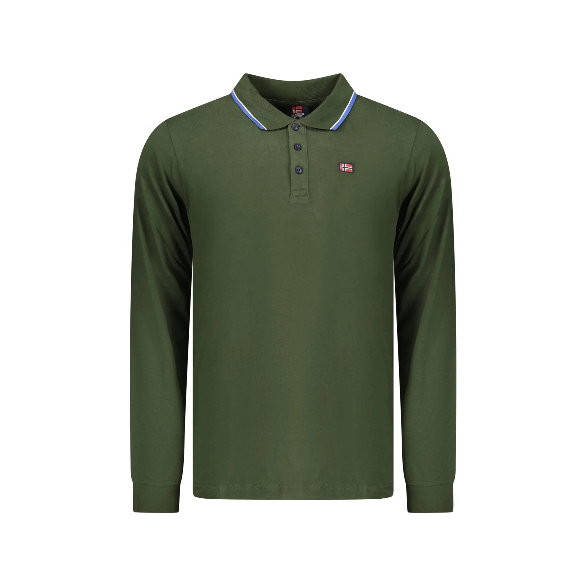 Norway 1963 Polo Uomo Verde Maniche Lunghe Cotone Ricamo Logo - foto prodotto